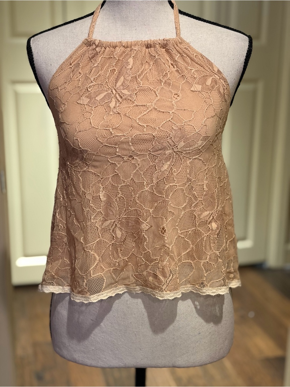 Jen's Pirate Booty Nude Lace Halter Tank